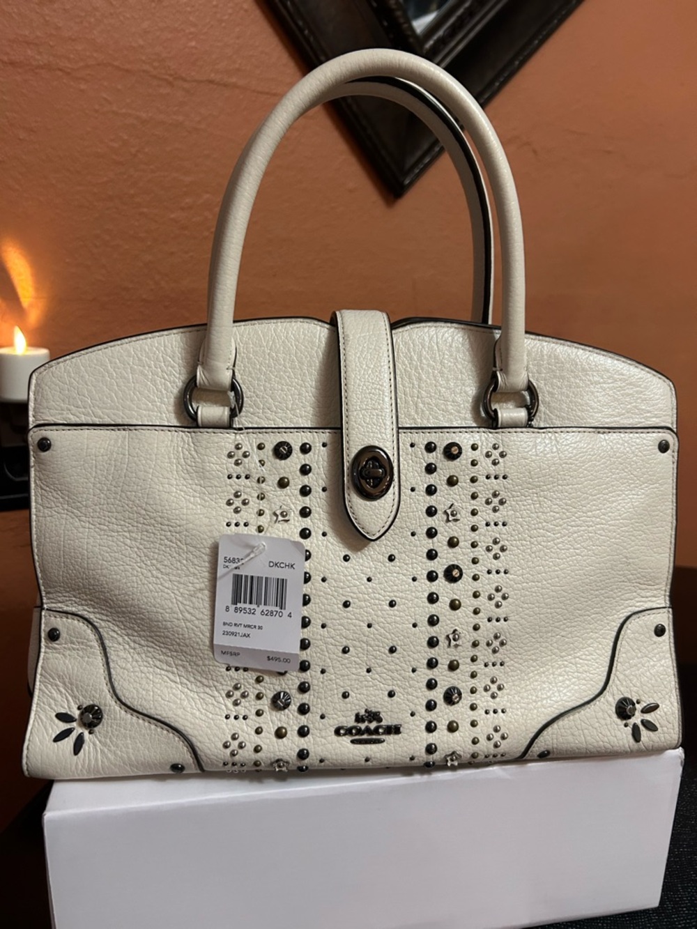 Coach Mercer 30 Leather Studded Satchel W/ Crossbody NWT